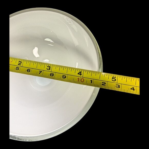 White Art Cased Glass Tall Ball and Cup on Long Stem Candle/Taper Holder 10.75" - Picture 4 of 6